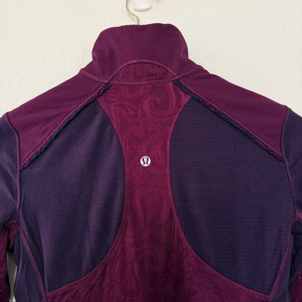 Lululemon Star Runner Pullover Hyper Stripe Plum/Plum Women 10 Half Zip Stretch - Picture 7 of 16